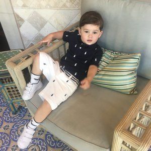 Size 3T POLO Ralph Lauren White Shorts with Navy